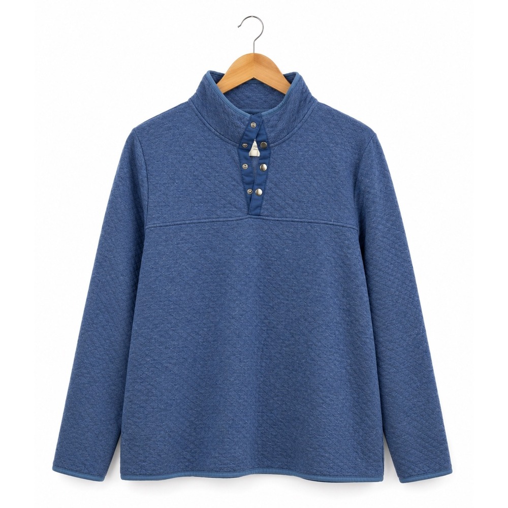 Sonoma Goods For Life Mens XXL Blue Quilted Snap Mock Neck Pullover Sweatshirt